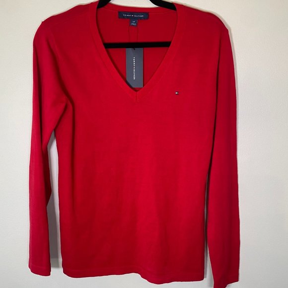 NWT Tommy Hilfiger Heritage Red V-Neck Sweater - Picture 4 of 8